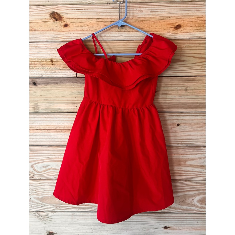 SHEIN Kids Red Off Shoulder Ruffle Dress Size 6Y‎